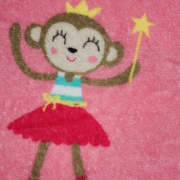 Carter's pink blanket dancing monkeys ballerina 30 x 45 - Picture 2 of 6